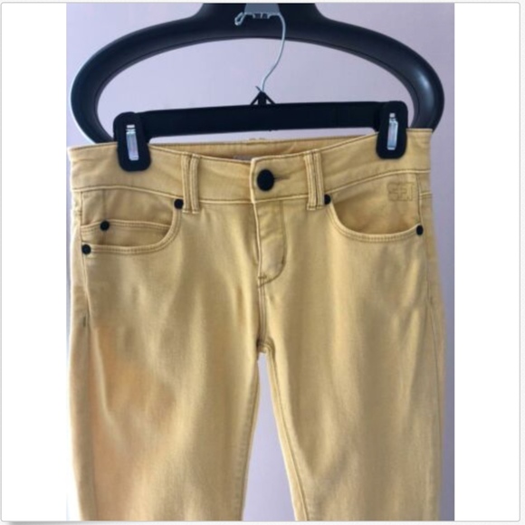 Silence + Noise Yellow Zip Leg Detail Jeans SZ 24 - Picture 2 of 6